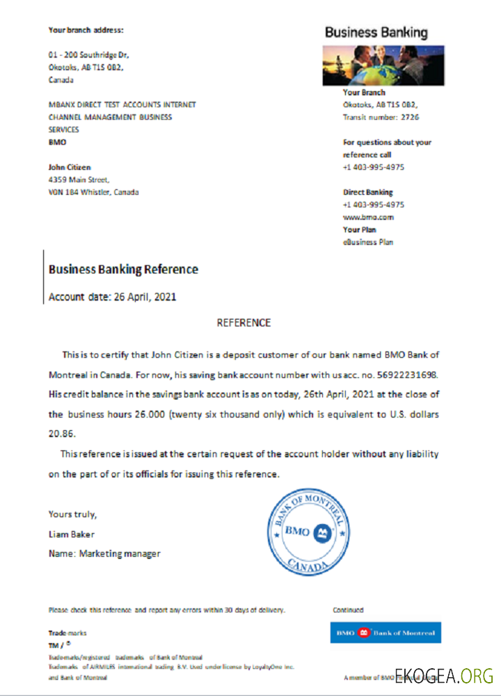 Canada , BMO Banque de Montréal , référence template Canada , BMO Banque de Montréal , référence template